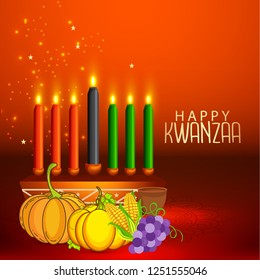 Illustration Of Happy Kwanzaa Greeting Card Background.