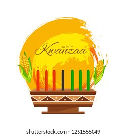 Illustration Of Happy Kwanzaa Greeting Card Background.