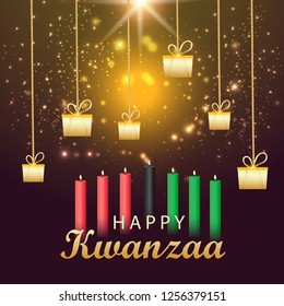 Illustration Of Happy Kwanzaa Greeting Card Background With Traditional Colored candles.