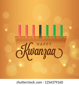 Illustration Of Happy Kwanzaa Greeting Card Background With Traditional Colored candles.