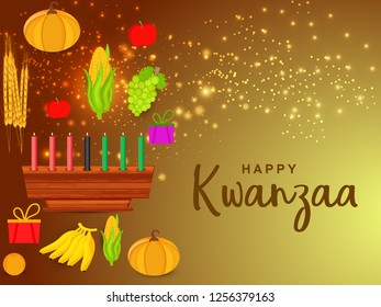 Illustration Of Happy Kwanzaa Greeting Card Background With Traditional Colored candles.