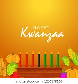 Illustration Of Happy Kwanzaa Greeting Card Background With Traditional Colored candles.