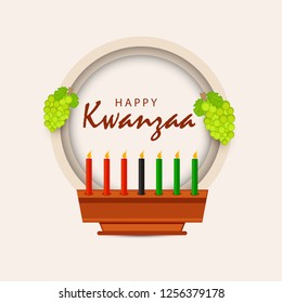 Illustration Of Happy Kwanzaa Greeting Card Background With Traditional Colored candles.