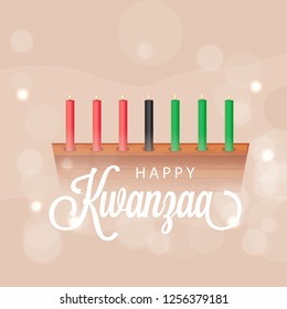 Illustration Of Happy Kwanzaa Greeting Card Background With Traditional Colored candles.