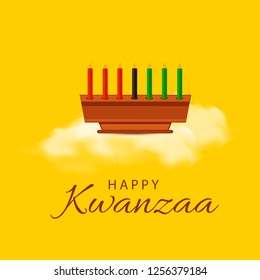 Illustration Of Happy Kwanzaa Greeting Card Background With Traditional Colored candles.