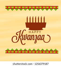 Illustration Of Happy Kwanzaa Greeting Card Background With Traditional Colored candles.