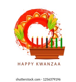 Illustration Of Happy Kwanzaa Greeting Card Background With Traditional Colored candles.