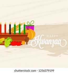 Illustration Of Happy Kwanzaa Greeting Card Background With Traditional Colored candles.