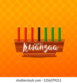 Illustration Of Happy Kwanzaa Greeting Card Background With Traditional Colored candles.