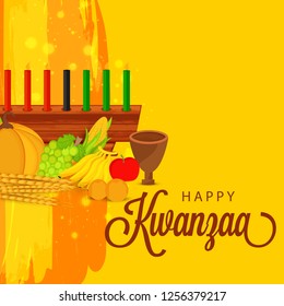 Illustration Of Happy Kwanzaa Greeting Card Background With Traditional Colored candles.