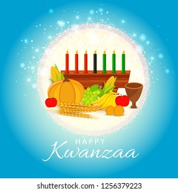 Illustration Of Happy Kwanzaa Greeting Card Background With Traditional Colored candles.