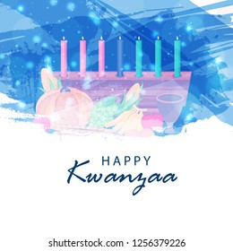 Illustration Of Happy Kwanzaa Greeting Card Background With Traditional Colored candles.