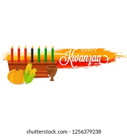 Illustration Of Happy Kwanzaa Greeting Card Background With Traditional Colored candles.