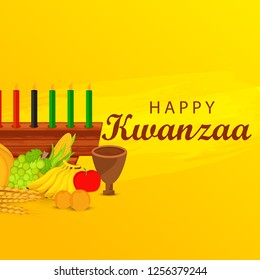 Illustration Of Happy Kwanzaa Greeting Card Background With Traditional Colored candles.