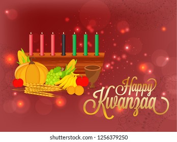 Illustration Of Happy Kwanzaa Greeting Card Background With Traditional Colored candles.