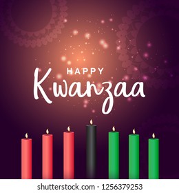 Illustration Of Happy Kwanzaa Greeting Card Background With Traditional Colored candles.