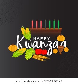 Illustration Of Happy Kwanzaa Greeting Card Background With Traditional Colored candles.