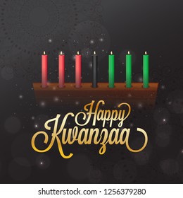 Illustration Of Happy Kwanzaa Greeting Card Background With Traditional Colored candles.