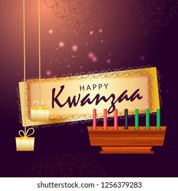 Illustration Of Happy Kwanzaa Greeting Card Background With Traditional Colored candles.