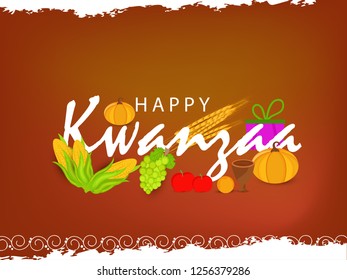 Illustration Of Happy Kwanzaa Greeting Card Background With Traditional Colored candles.