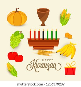 Illustration Of Happy Kwanzaa Greeting Card Background With Traditional Colored candles.