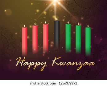 Illustration Of Happy Kwanzaa Greeting Card Background With Traditional Colored candles.