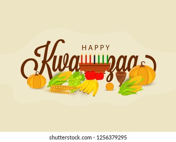 Illustration Of Happy Kwanzaa Greeting Card Background With Traditional Colored candles.