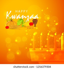 Illustration Of Happy Kwanzaa Greeting Card Background With Traditional Colored candles.