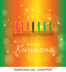 Illustration Of Happy Kwanzaa Greeting Card Background With Traditional Colored candles.