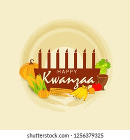 Illustration Of Happy Kwanzaa Greeting Card Background With Traditional Colored candles.