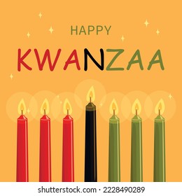 illustration of Happy Kwanzaa greetings for celebration of African American holiday festival of harvest