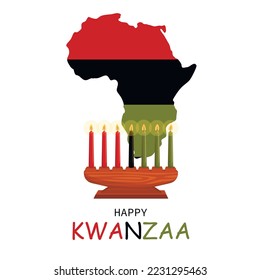 illustration of Happy Kwanzaa greetings for celebration of African American holiday festival of harvest