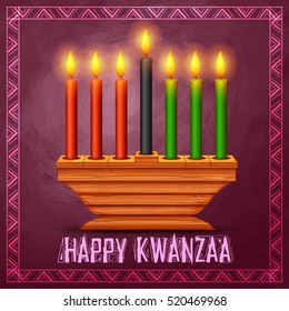 illustration of Happy Kwanzaa greetings for celebration of African American holiday festival of harvest