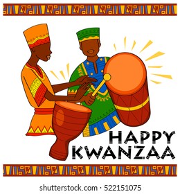 illustration of Happy Kwanzaa greetings for celebration of African American holiday festival of harvest