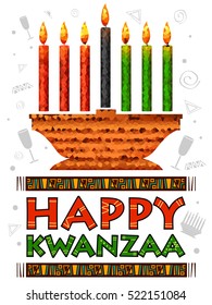 illustration of Happy Kwanzaa greetings for celebration of African American holiday festival of harvest