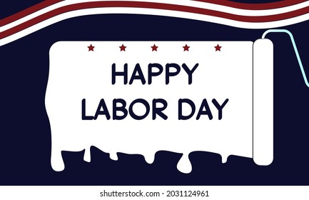 ILLUSTRATION OF HAPPY LABOR DAY BANNER WITH BLUE BACKGROUND, vector banner design. 