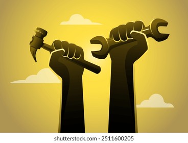 An illustration of happy Labour day or international workers day vector illustration. Labor day and may day celebration.