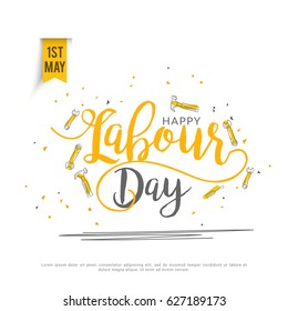 Illustration Of Happy Labour Day Poster Or Banner Background.