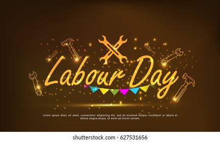 Illustration Of Happy Labour Day Poster Or Banner Background.