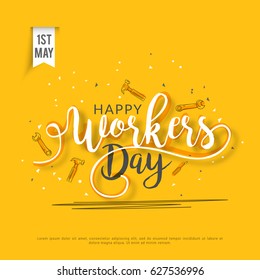 Illustration Of Happy Labour Day Poster Or Banner Background.