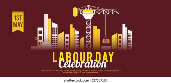 Illustration Of Happy Labour Day Poster Or Banner Background.
