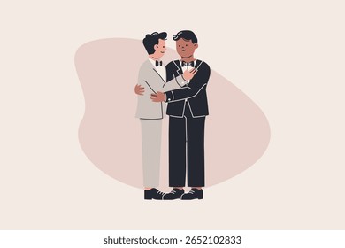 Ilustração do Casal da Família LGBT Feliz