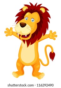 illustration of Happy lion cartoon.vector