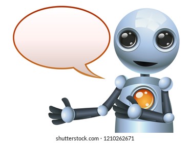 illustration of a happy little robot bubble talk on isolated white background