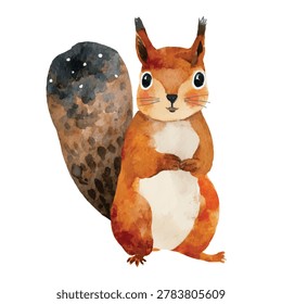 Illustration of a happy little squirrel