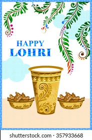 illustration of Happy Lohri background for Punjabi festival