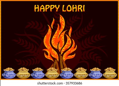 illustration of Happy Lohri background for Punjabi festival