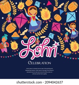 illustration of Happy Lohri festival of Celebration Background pattern