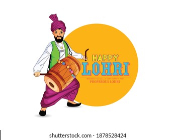 illustration of Happy Lohri festival of Punjabi with Background