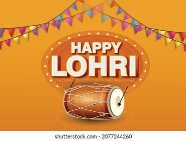 illustration of Happy Lohri festival of Punjabi with Background